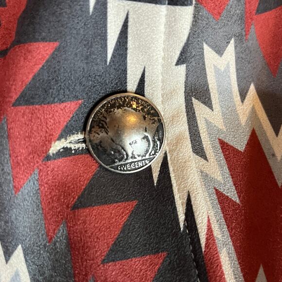 Sterling Kreek Western Rebel Jacket Womens XL Red Aztec Print Buffalo Buttons - Picture 4 of 11